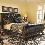 Brown Leather Sleigh Bed Queen