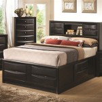 Queen Storage Bed Frame With Bookcase Headboard